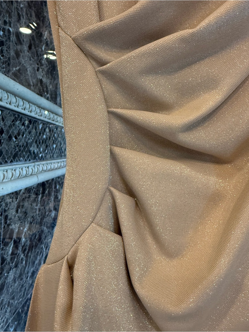 Chiara Boni Shimmery Nude-Tan Prom Dress